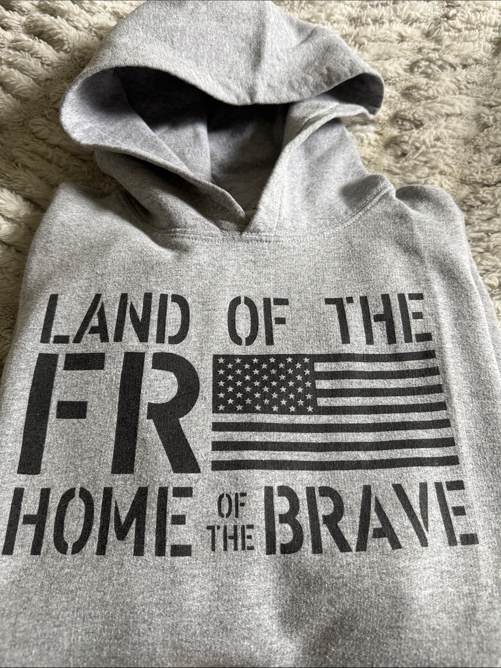 Gray 'Land of the Free - Home of the Brave' Hooded Sweatshirt